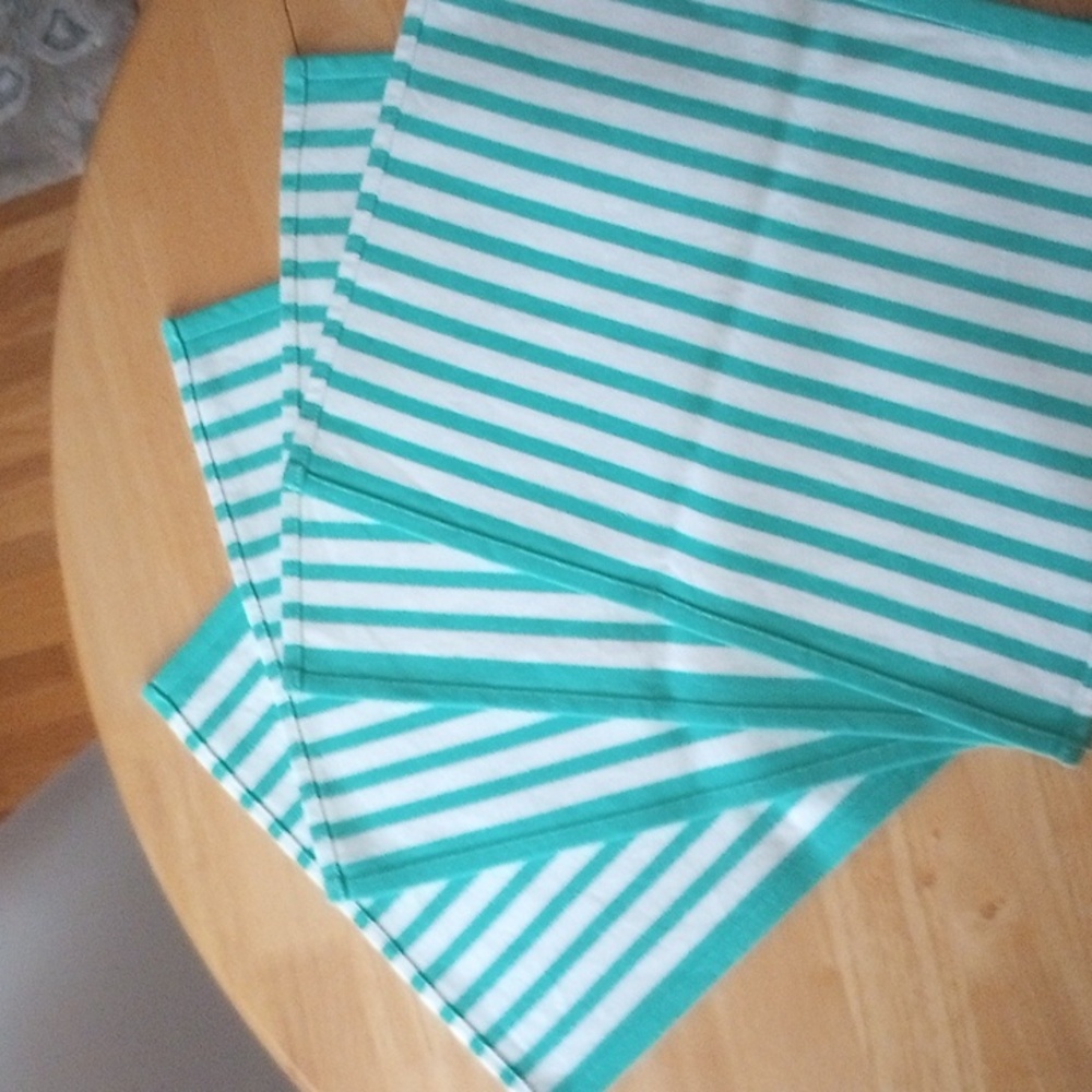 Placemats Cotton Canvas Turquoise and White - Set of 4